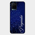 Glitter Customize Glass Case Cover Blue For Vivo Y33T