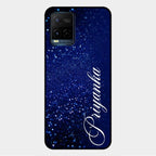 Glitter Customize Glass Case Cover Blue For Vivo Y33T