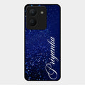 Glitter Customize Glass Case Cover Blue For Vivo Y36