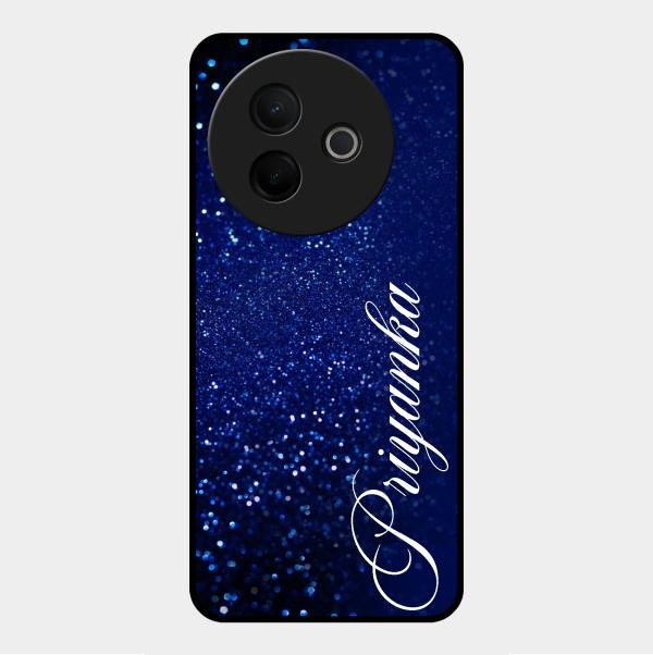 Glitter Customize Glass Case Cover Blue For Vivo Y39 5G