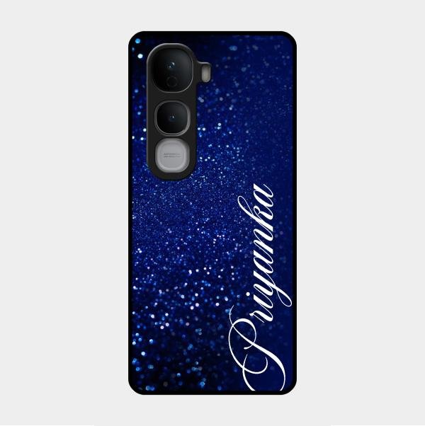 Glitter Customize Glass Case Cover Blue For Vivo Y400 Pro 5G