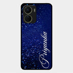 Glitter Customize Glass Case Cover Blue For Vivo Y56 5G