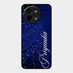 Glitter Customize Glass Case Cover Blue For Vivo Y58 5G