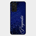 Glitter Customize Glass Case Cover Blue For Vivo Y75 4G