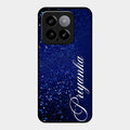 Glitter Customize Glass Case Cover Blue For Xiaomi 14 5G