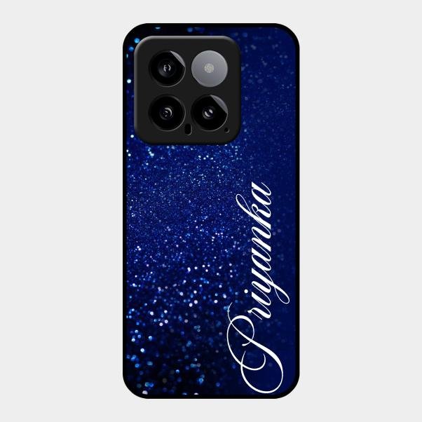 Glitter Customize Glass Case Cover Blue For Xiaomi 14 5G