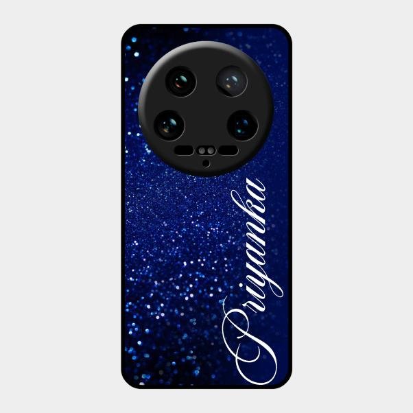 Glitter Customize Glass Case Cover Blue For Xiaomi 14 Ultra