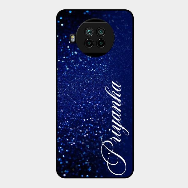 Glitter Customize Glass Case Cover Blue For Xiaomi Mi 10I 5G