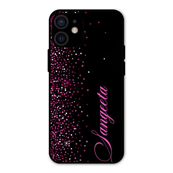 Glitter Customize Glass Case Cover Pink For iPhone 12 mini