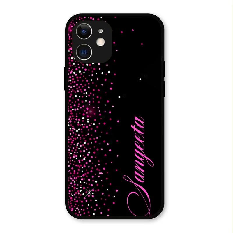 Glitter Customize Glass Case Cover Pink For iPhone 12