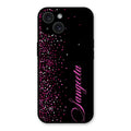 Glitter Customize Glass Case Cover Pink For iPhone 15 Plus