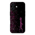Glitter Customize Glass Case Cover Pink For iPhone 16 Plus