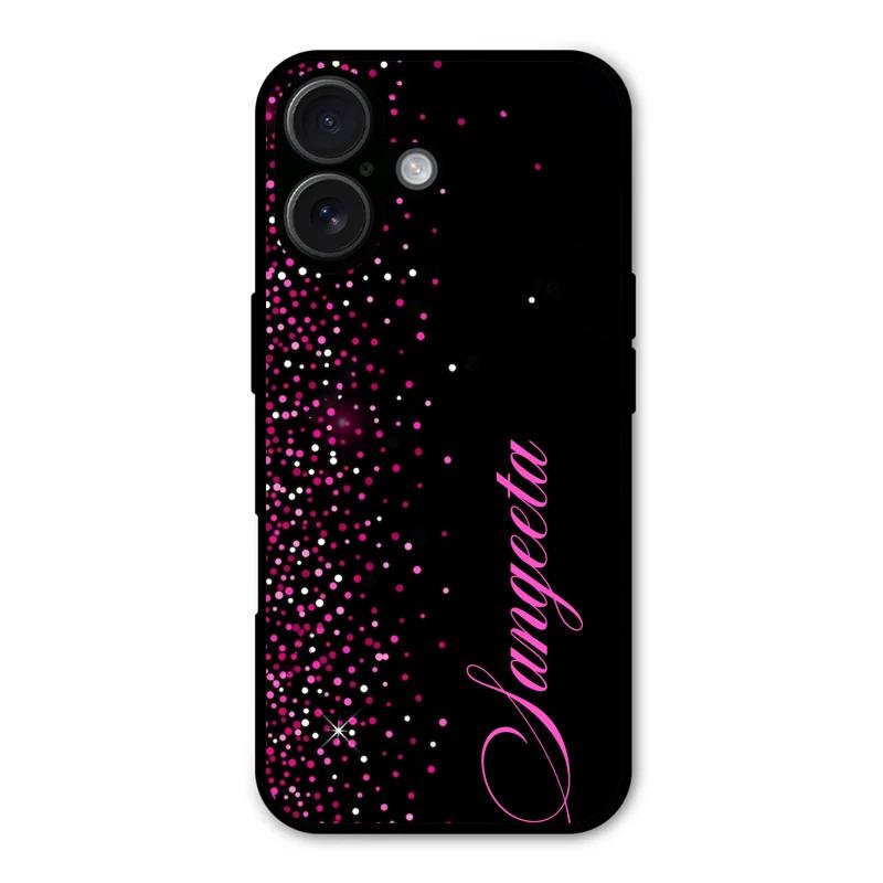Glitter Customize Glass Case Cover Pink For iPhone 16 Plus