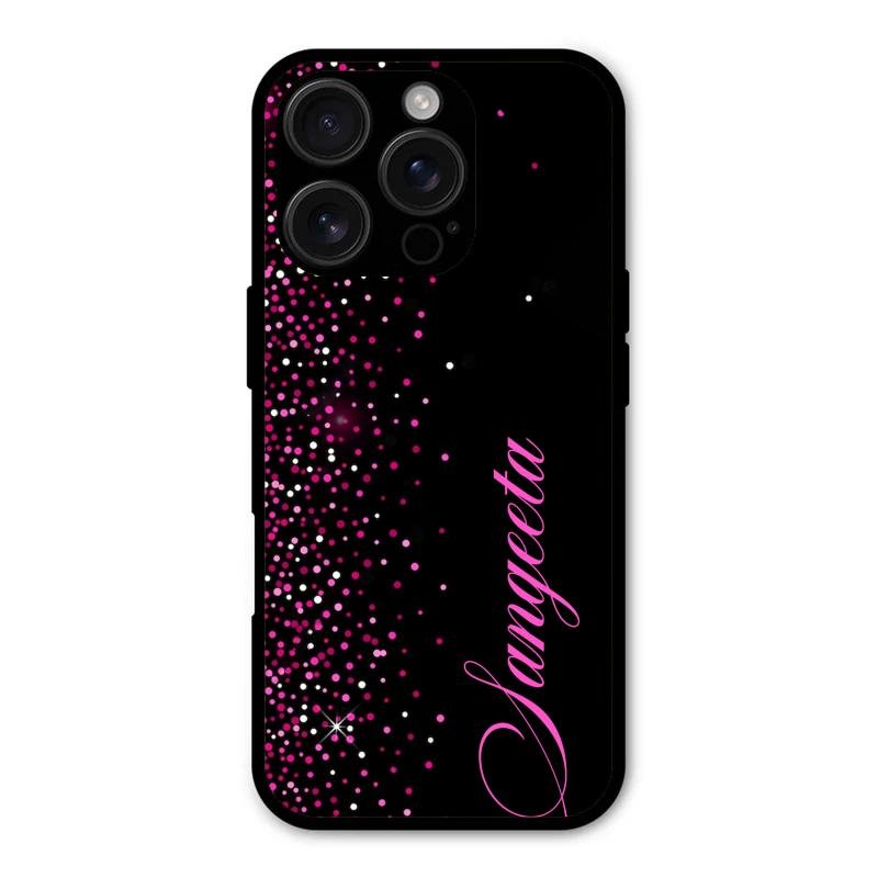 Glitter Customize Glass Case Cover Pink For iPhone 16 Pro