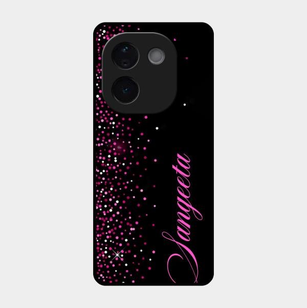 Glitter Customize Glass Case Cover Pink For Iqoo Z9S Pro 5G