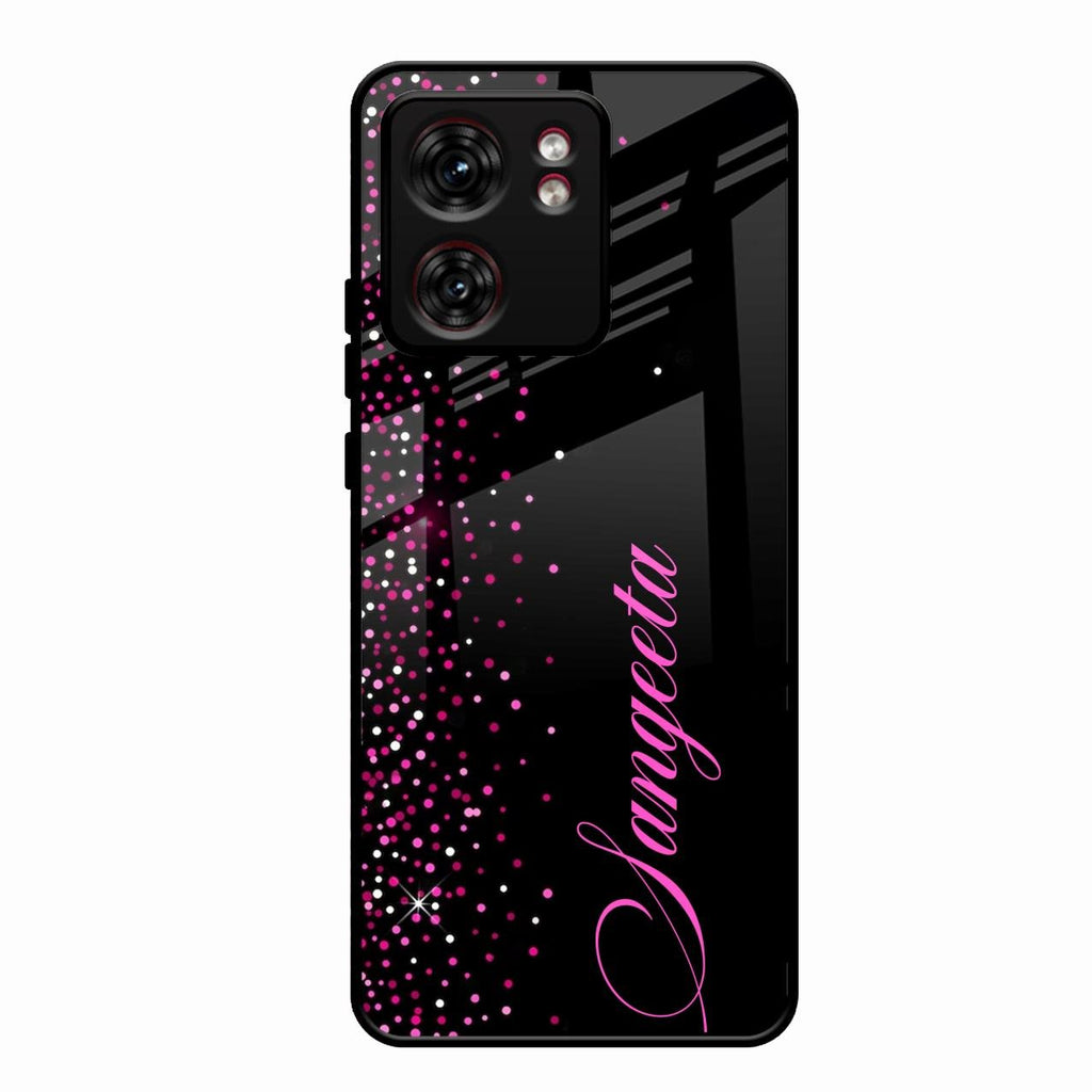 Glitter Customize Glass Case Cover Pink For Motorola Edge 40