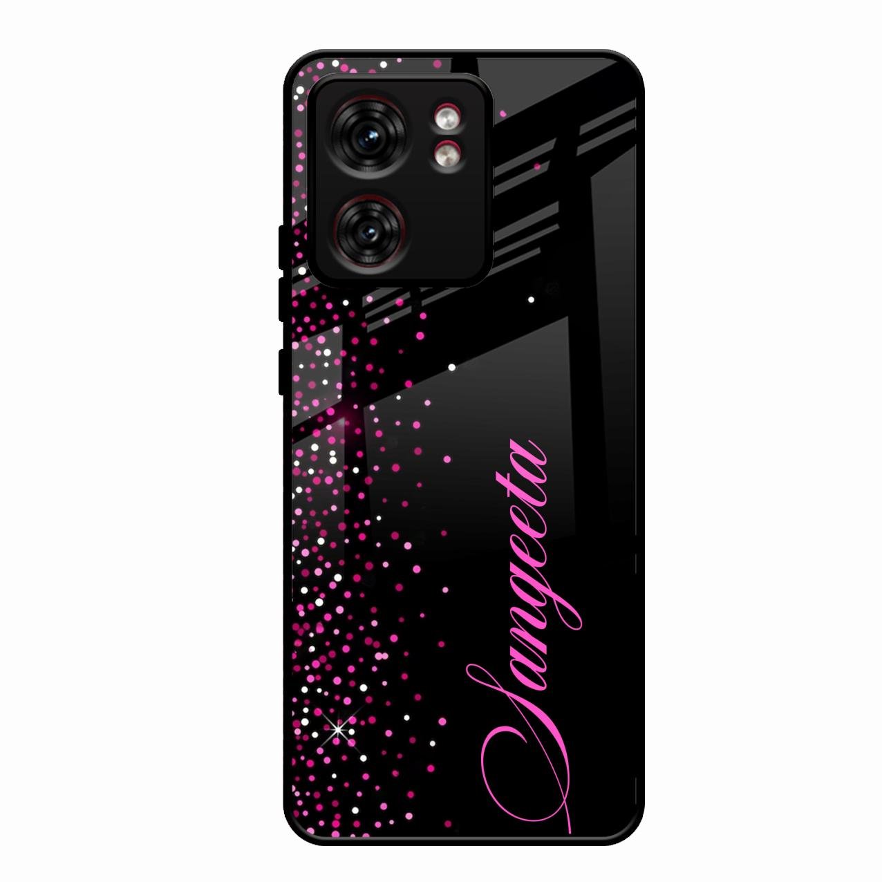Glitter Customize Glass Case Cover Pink For Motorola Edge 40
