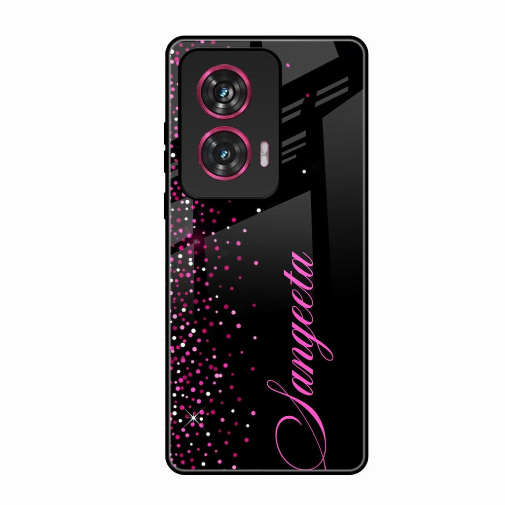 Glitter Customize Glass Case Cover Pink For Motorola Edge 50 Fusion 5G