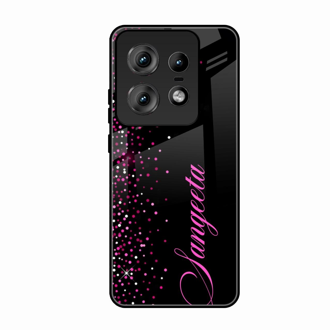 Glitter Customize Glass Case Cover Pink For Motorola Edge 50 Pro