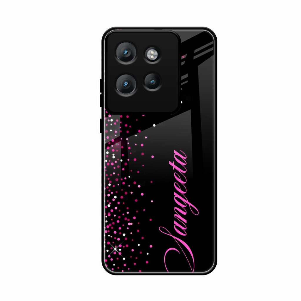 Glitter Customize Glass Case Cover Pink For Motorola Edge 50