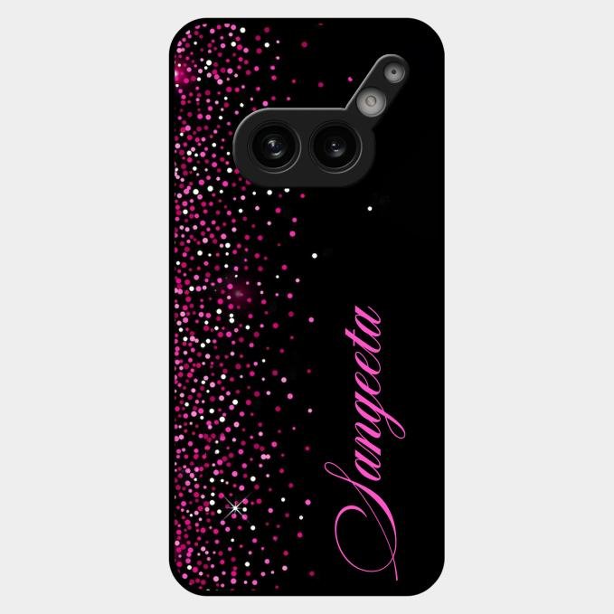 Glitter Customize Glass Case Cover Pink For Nothing Phone 2A Plus