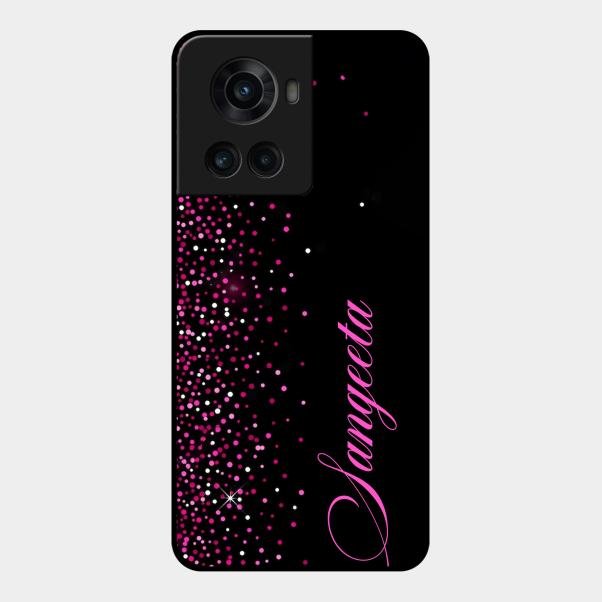 Glitter Customize Glass Case Cover Pink For Oneplus 10R 5G