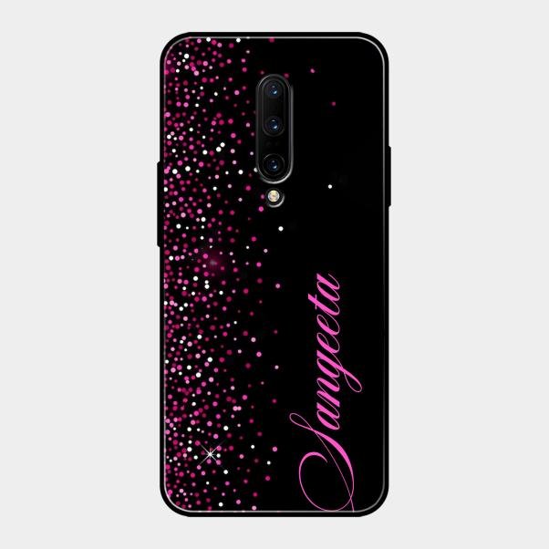 Glitter Customize Glass Case Cover Pink For Oneplus 7 Pro