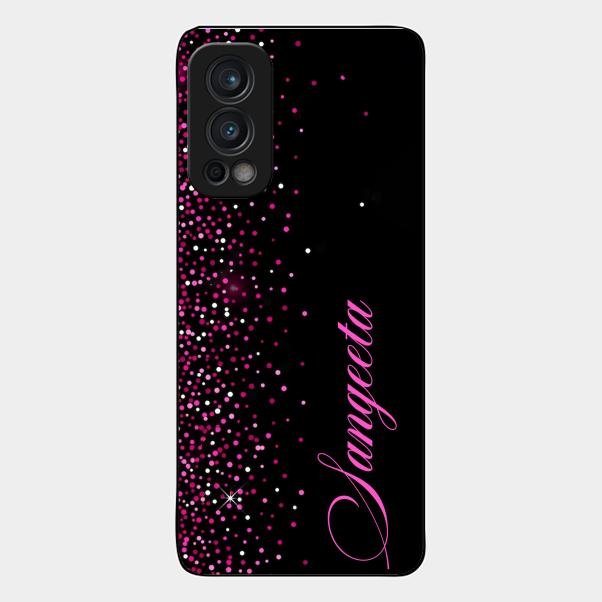 Glitter Customize Glass Case Cover Pink For Oneplus Nord 2 5G