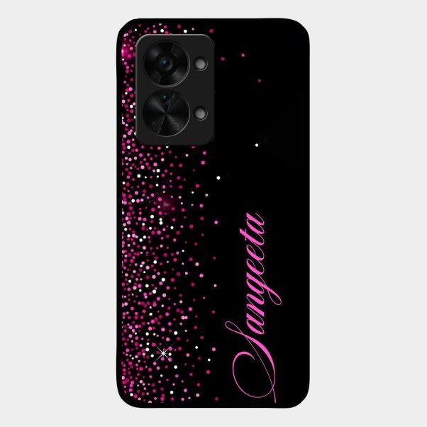 Glitter Customize Glass Case Cover Pink For Oneplus Nord 2T 5G