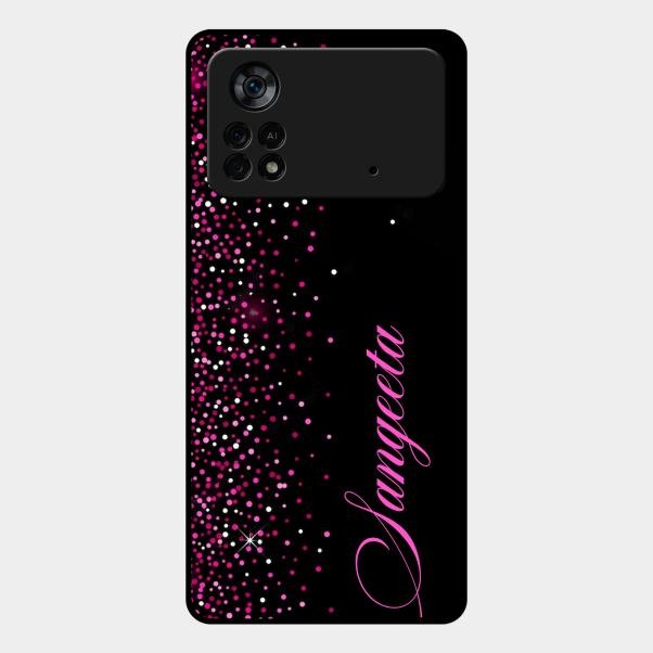 Glitter Customize Glass Case Cover Pink For Poco X4 Pro 5G