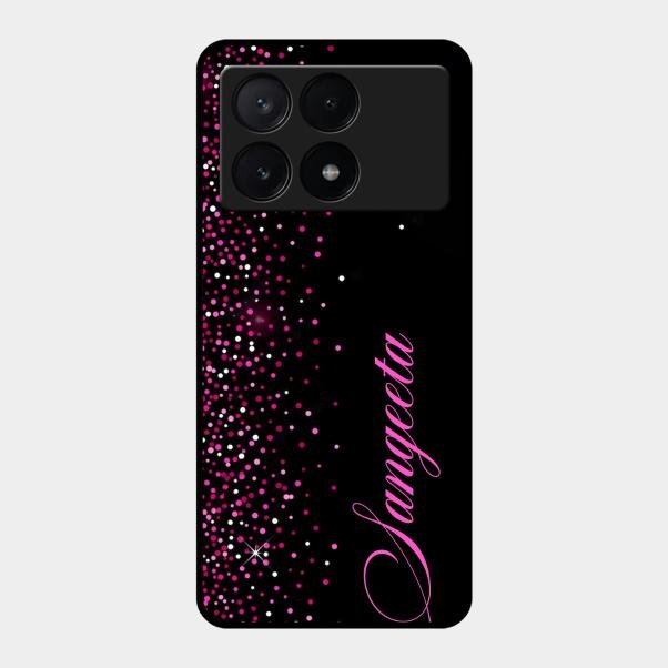 Glitter Customize Glass Case Cover Pink For Poco X6 Pro 5G
