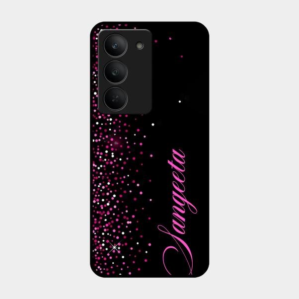 Glitter Customize Glass Case Cover Pink For Realme 14X 5G