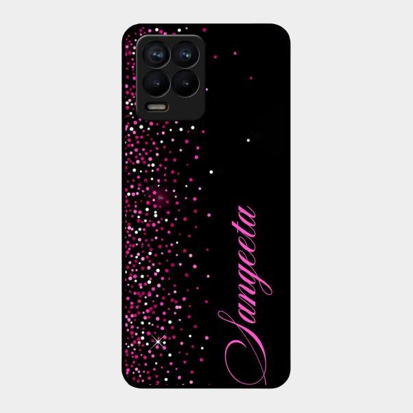 Glitter Customize Glass Case Cover Pink For Realme 8 Pro