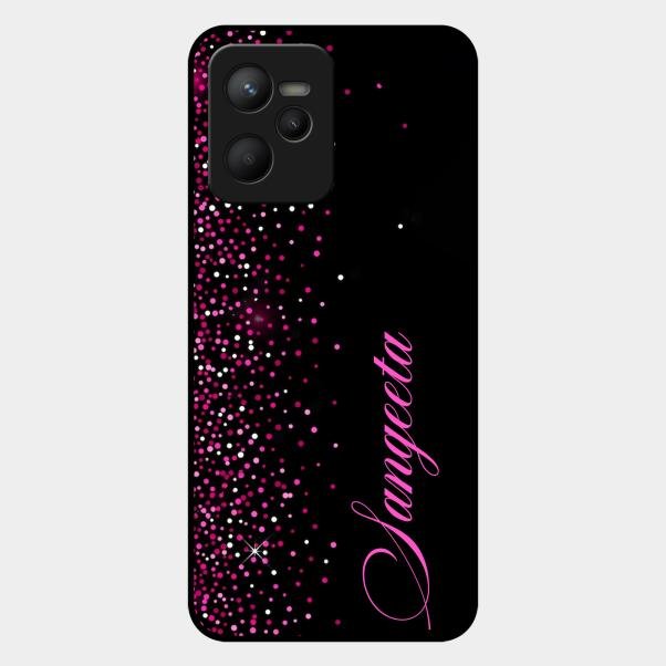 Glitter Customize Glass Case Cover Pink For Realme C35