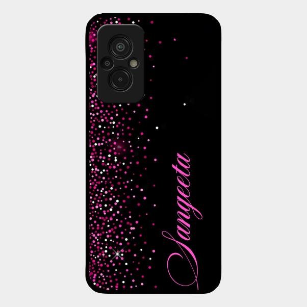 Glitter Customize Glass Case Cover Pink For Redmi 11 Prime 4G