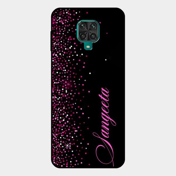 Glitter Customize Glass Case Cover Pink For Redmi Note 10 Lite