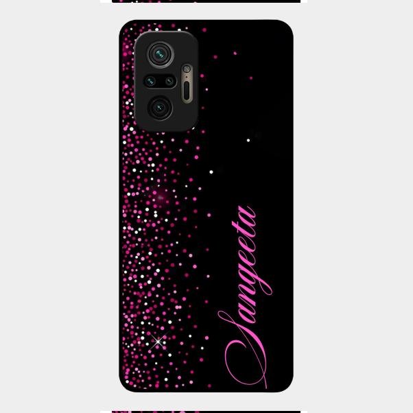 Glitter Customize Glass Case Cover Pink For Redmi Note 10 Pro Max