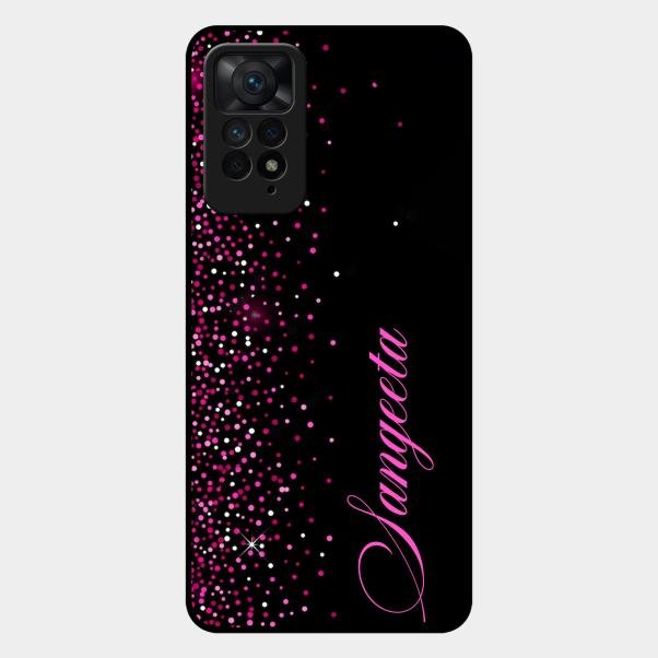 Glitter Customize Glass Case Cover Pink For Redmi Note 11 Pro 5G