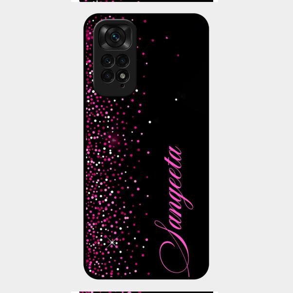 Glitter Customize Glass Case Cover Pink For Redmi Note 11