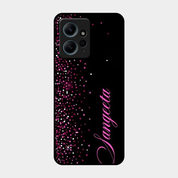 Glitter Customize Glass Case Cover Pink For Redmi Note 12 4G