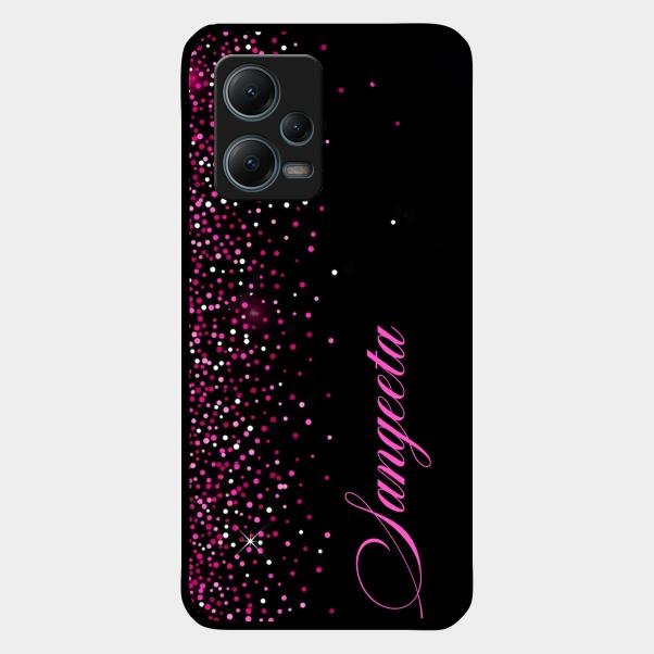 Glitter Customize Glass Case Cover Pink For Redmi Note 12 5G