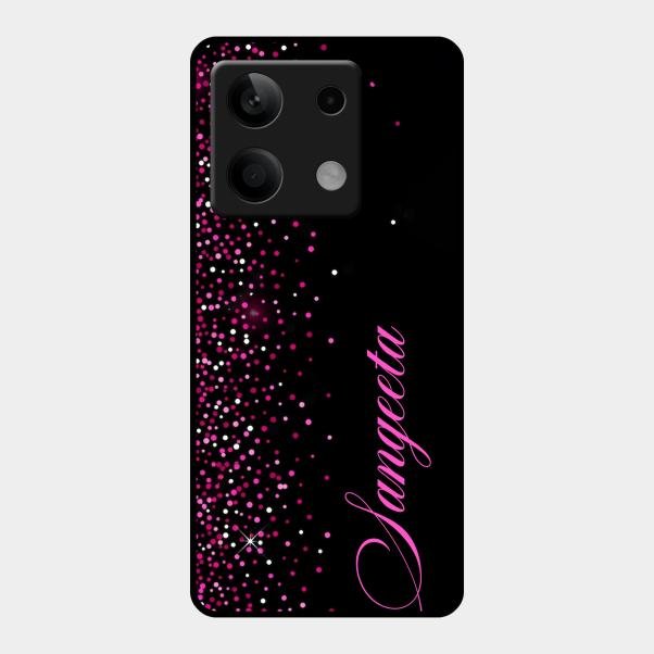 Glitter Customize Glass Case Cover Pink For Redmi Note 13 5G