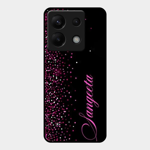 Glitter Customize Glass Case Cover Pink For Redmi Note 13 Pro 5G