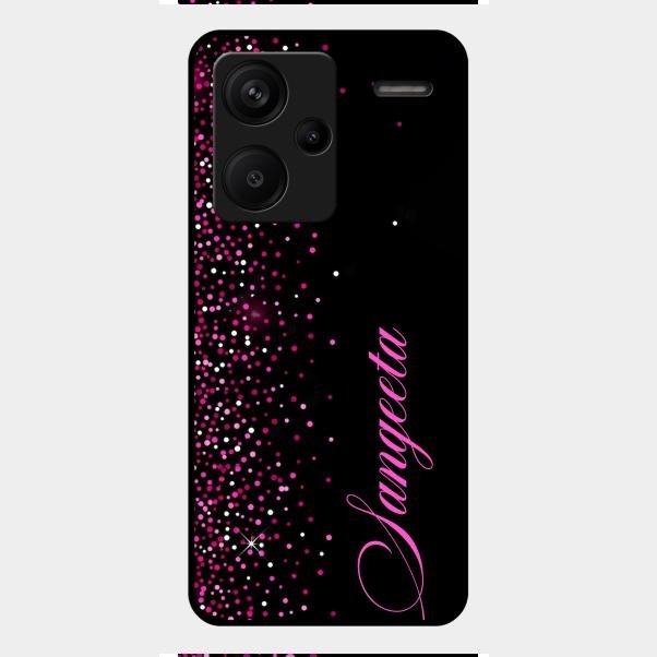 Glitter Customize Glass Case Cover Pink For Redmi Note 13 Pro Plus 5G