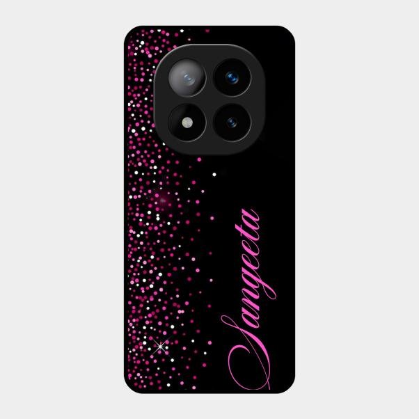 Glitter Customize Glass Case Cover Pink For Redmi Note 14 Pro Plus 5G