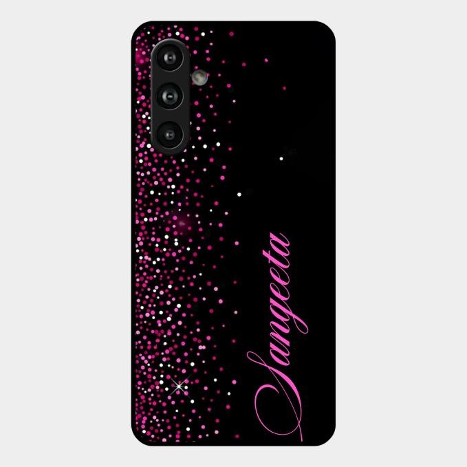 Glitter Customize Glass Case Cover Pink For Samsung Galaxy M54 5G