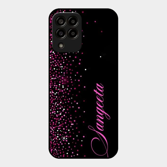Glitter Customize Glass Case Cover Pink For Samsung Galaxy M33 5G