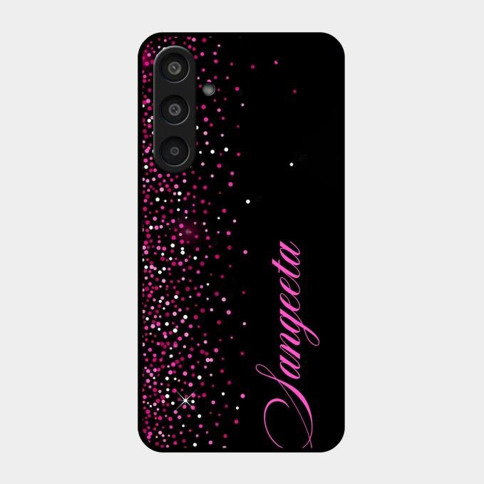 Glitter Customize Glass Case Cover Pink For Samsung Galaxy M35 5G