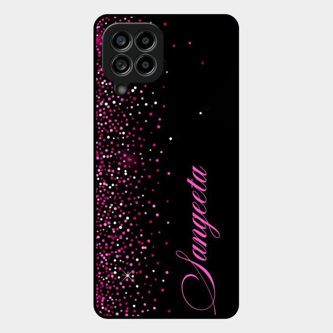 Glitter Customize Glass Case Cover Pink For Samsung Galaxy M53 5G