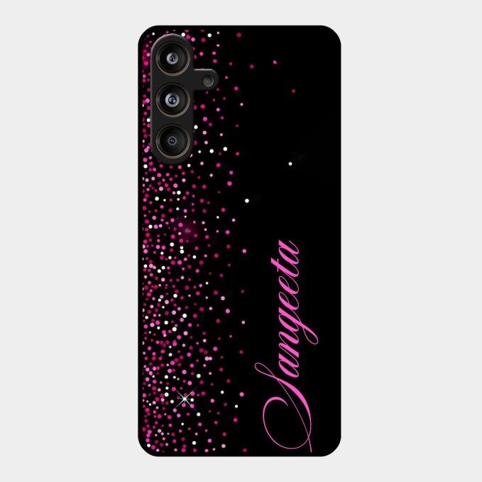 Glitter Customize Glass Case Cover Pink For Samsung Galaxy M55 5G